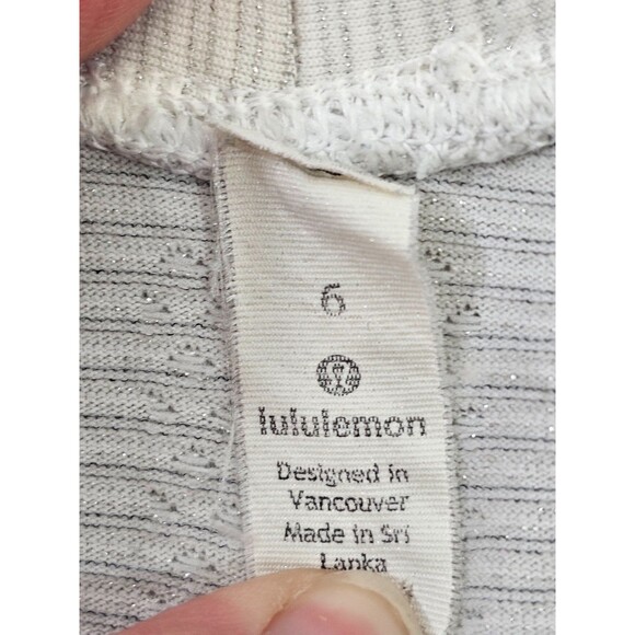ALK Women's 6 Lululemon White & Silver Long Sleeve Shirt Tee T-Shirt Thumbholes - Picture 9 of 9